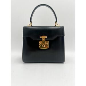 Vintage Tom Ford for Gucci 1990's Small Lady Lock Black Handbag Leather